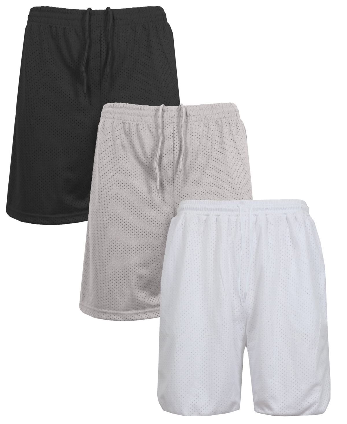 Men's 3-Pack Jump Start Lightweight Breathable Moisture Wicking Mesh Shorts - Navy, Red, White