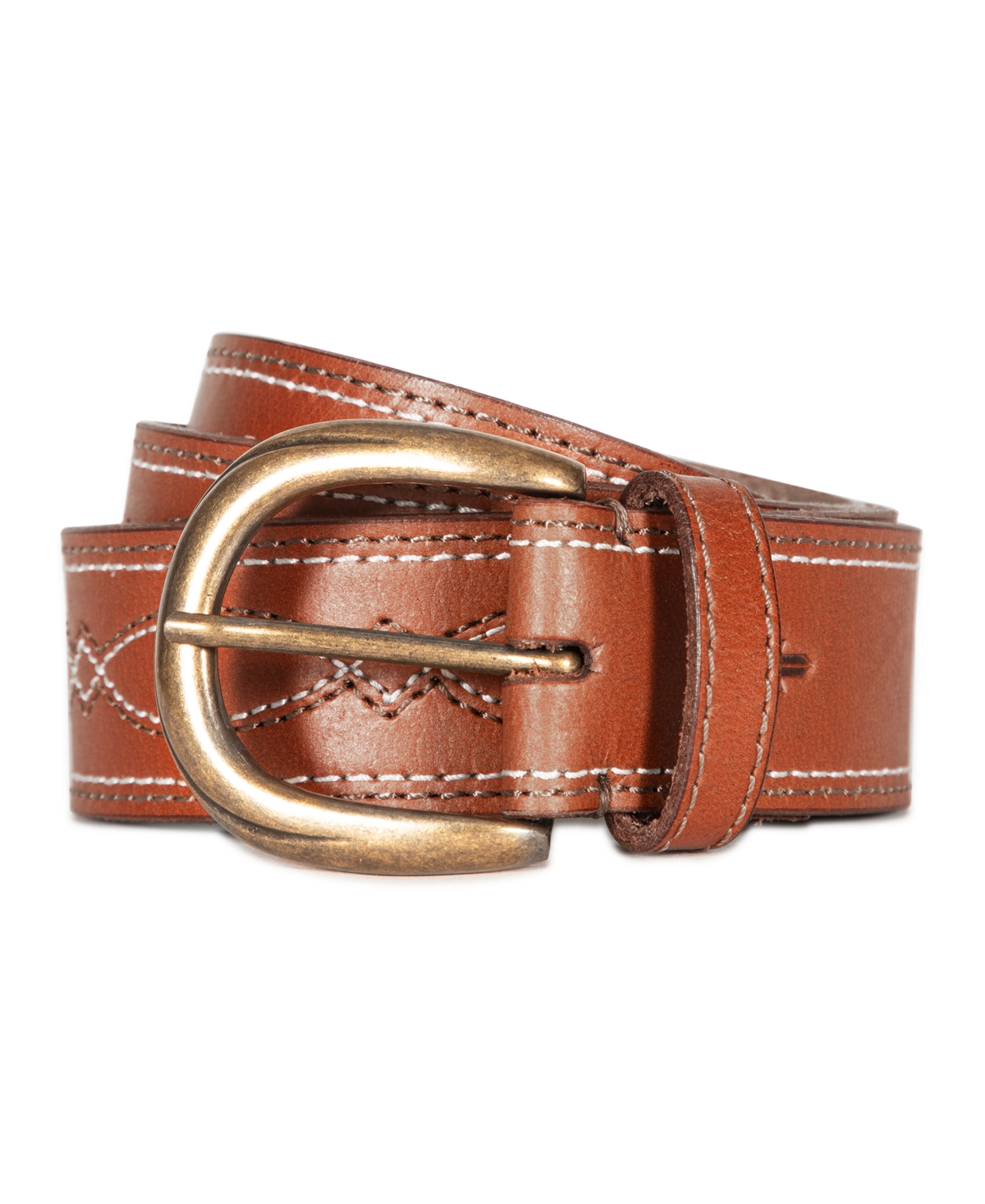 Women's Two-Tone Stitch Belt - Tan