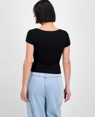 Juniors' Scoop-Neck Layered T-Shirt, Pack of 2