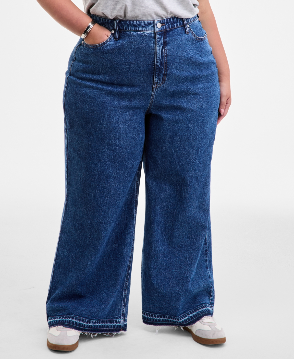 On 34th Trendy Plus High-rise Wide-leg Jeans, Macy's Exclusive In Blue