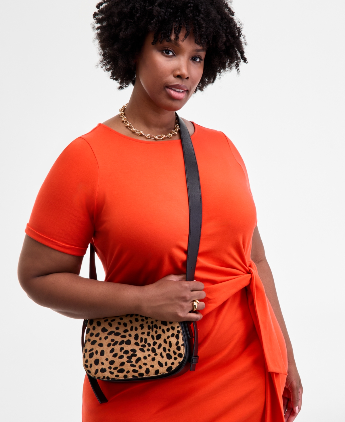 On 34th Trendy Plus Size Side-tie Knit Midi Dress, Created For Macy's In Orange