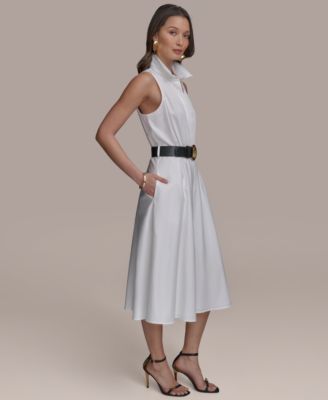 【Donna Karan New York】Linen Belted Shirtdress Donna Karan New York Women's Belted Linen Shirt Dress - Macy's