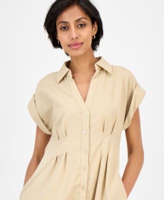 Women's Pintuck-Waist Shirtdress