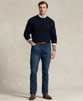Men's Big & Tall Cable-Knit Cotton Sweater