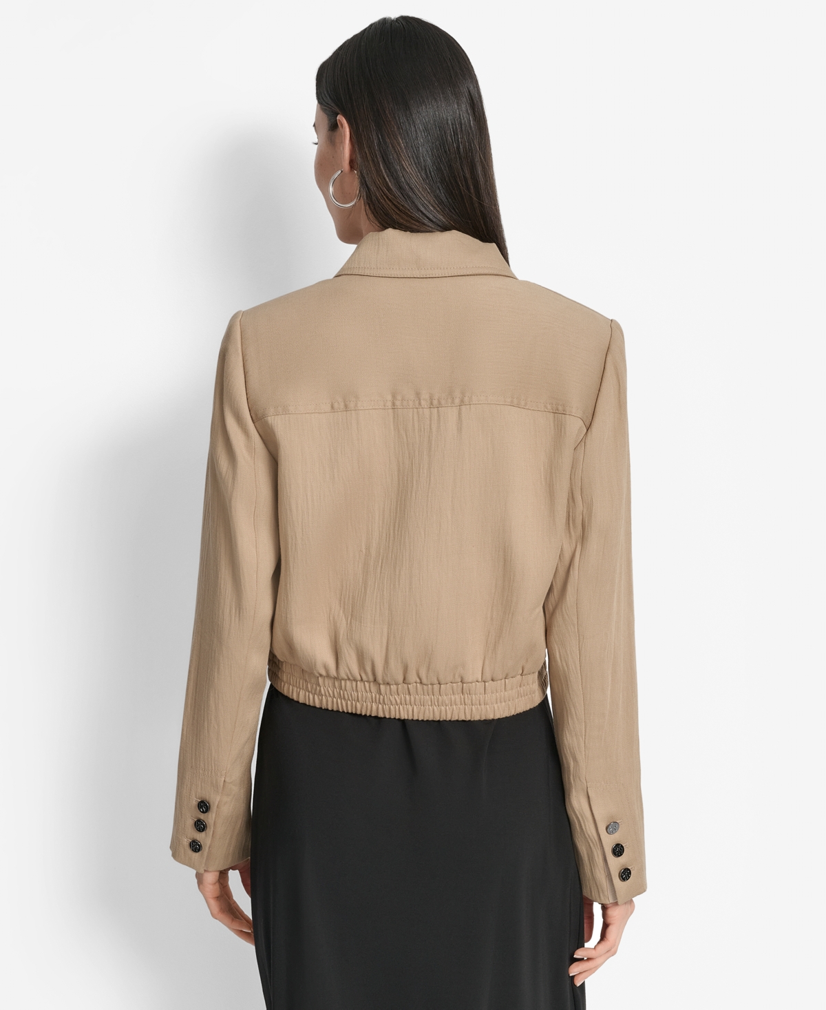 Dkny Crop Blazer In Brown