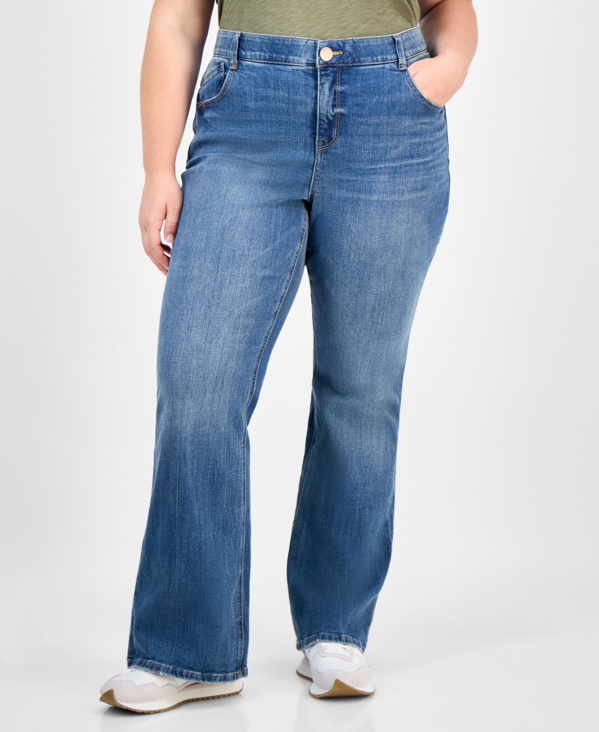 Democracy Trendy Plus "ab"solution High-rise Flared Jeans In Blue