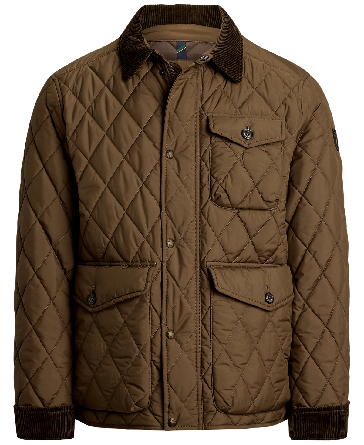 Polo Ralph Lauren Corduroy-trimmed Padded Quilted Shell Field Jacket In Brown