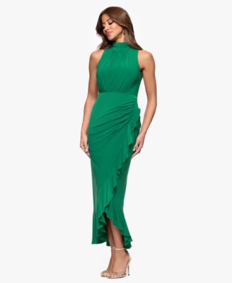 Women's High-Neck Ruffled-Front Sheath Dress