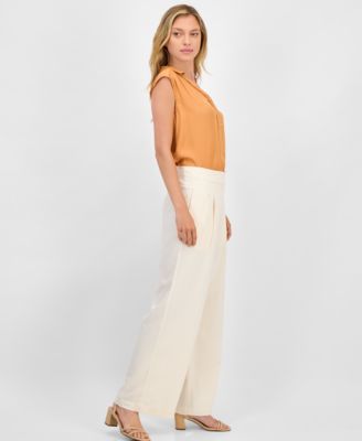 Women's Pleated Wide-Leg Pants