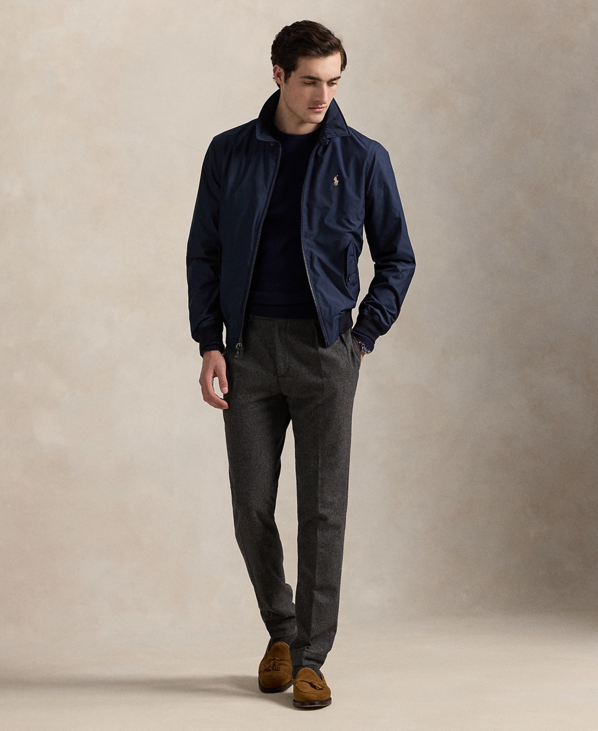 Polo Ralph Lauren Tailored Bomber Jacket With Zip Closure In Blue
