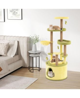Large Avocado Cat Tree Multi-level Cat Tower with Private Condo