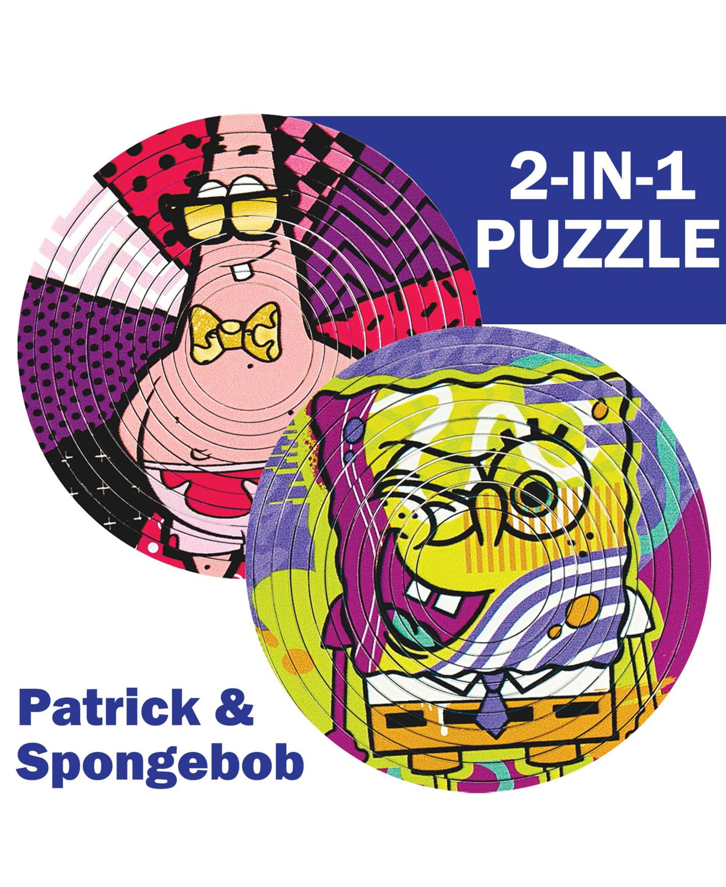 Детские игрушки Spinflip Spin Flip SpongeBob & Patrick Double-Sided 12-Ring Puzzle, Ages 8+ — фото 2