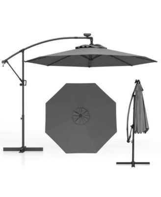 10 Feet 360° Rotation Solar Powered LED Patio Offset Umbrella without Weight Base