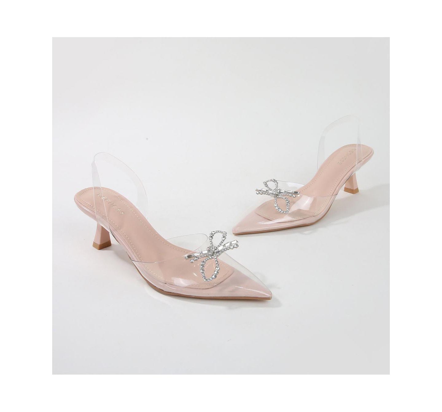 Женские туфли BERNESS Nana Clear Vinyl Slingbacks, цвет: Бежевый — фото 2