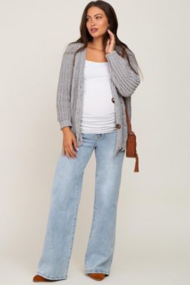 Maternity Light Blue Wide Leg Jeans