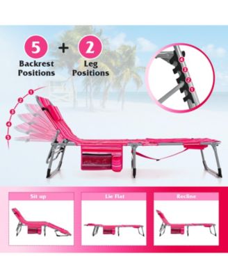 5 Position Folding Chaise Lounge Chair for Outdoor Patio Pool or Garden Relaxation
