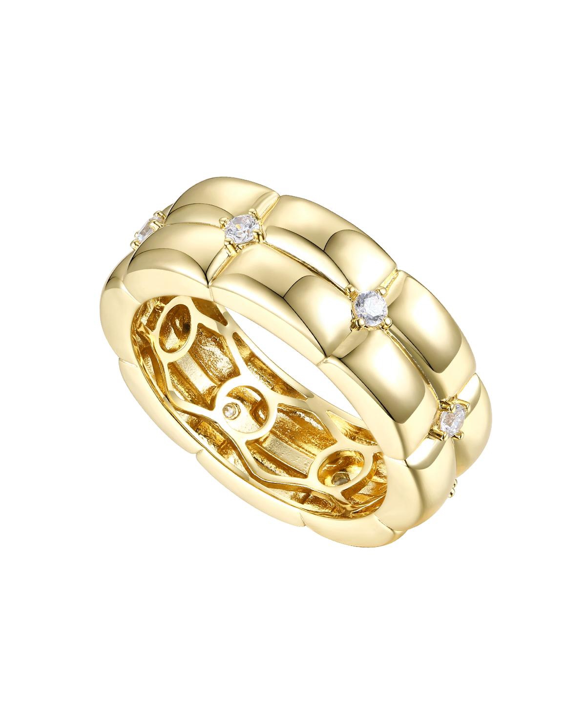 14k Gold Plated Cubic Zirconia Double Weave Band Ring - Gold