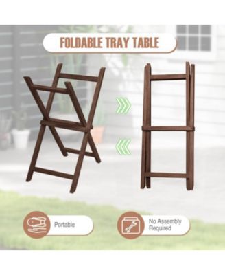 Tray Table with Removable Tray Top for Convenient Serving and Versatile Use on Patio and in Garden