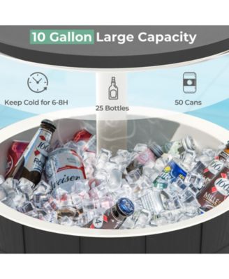 10 Gallon Cooler Bar Table Outdoor Coffee Table Ice Bucket with Telescopic Tabletop for Beer and Wine