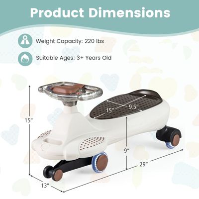 Wiggle Car with Hauling Rope Ride on Toy with Under-Seat Storage