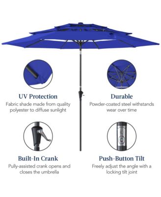 10ft 3-Tier Patio Umbrella, Market Sun Shade w/ Tilt Adjustment, Easy Crank