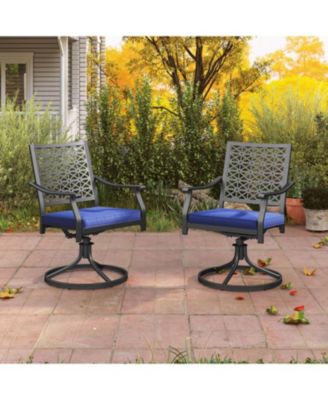 2 Pieces Outdoor Swivel Chairs Patio Dining Chairs with Padded Cushions