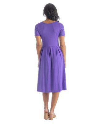 Petite Midi Dress with Short Sleeves and Pocket Detail