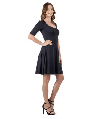 24seven Comfort Petite Apparel A Line Knee Length Dress Elbow Length Sleeves