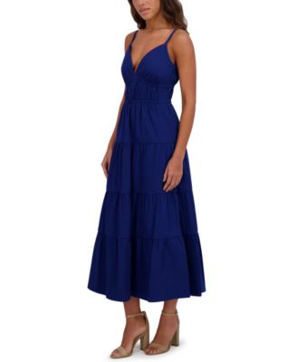 Women's Cotton-Blend Spaghetti-Strap Tiered Maxi Dress