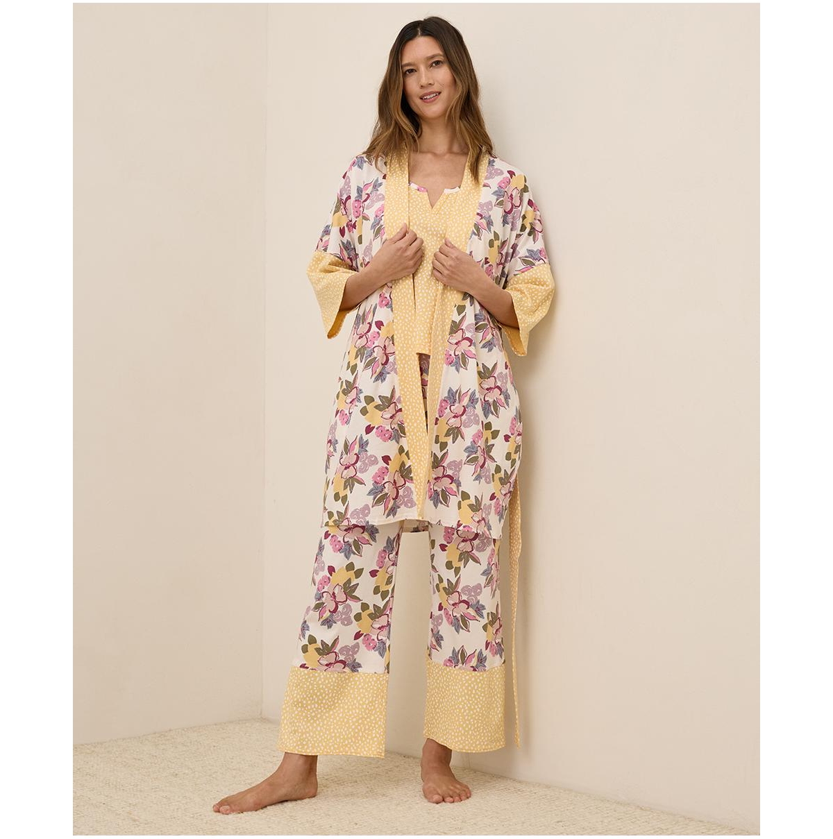 Women's Organic Cotton Staycation Short Robe - Isle stripes