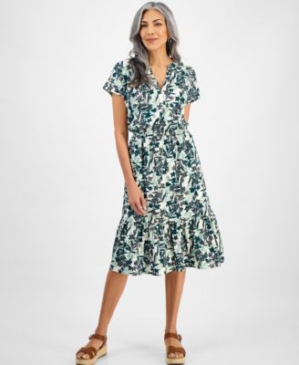 Style & Co - Women's Textured Lilly Short-Sleeve Flare-Hem Dress