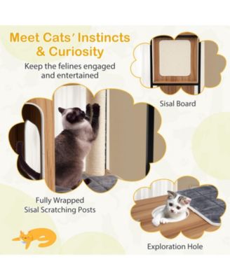 Modern Cat Tree Cat House with Metal Frame and Scratching Posts