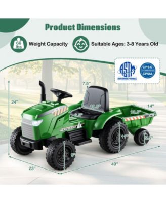 12V 2-in-1 Kids Ride On Tractor with Trailer and 3-Gear Shift