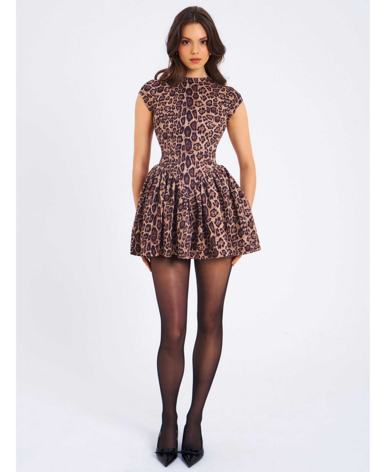 Women's Jacqueline Backless Cheetah Print Mini Puffy Dress