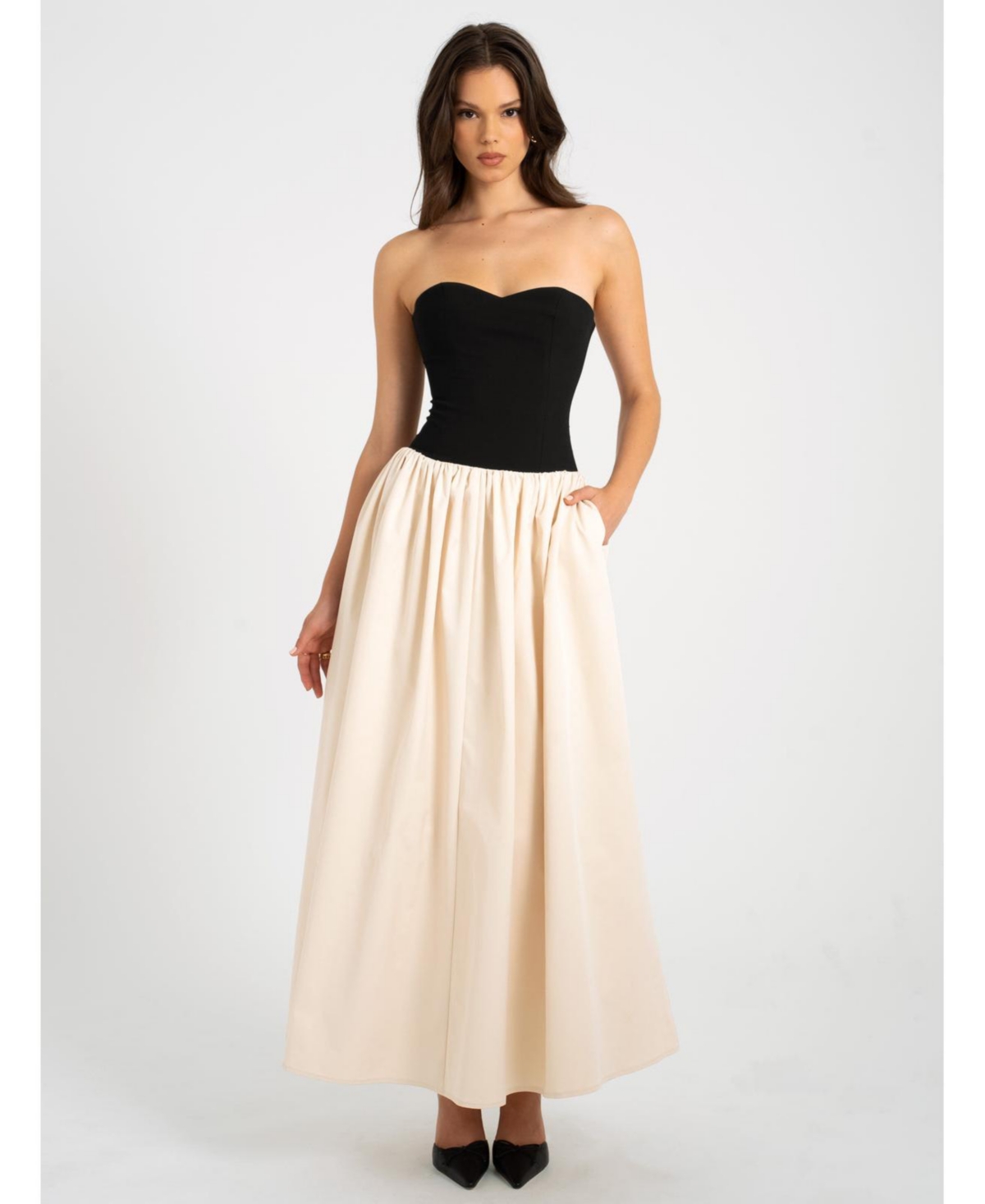 Women's Sana Sweetheart Lace-up Back Drop Waist Maxi Dress - Black