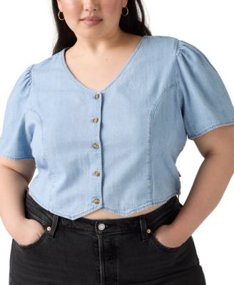 Plus Size Moxie Cotton Denim Blouse