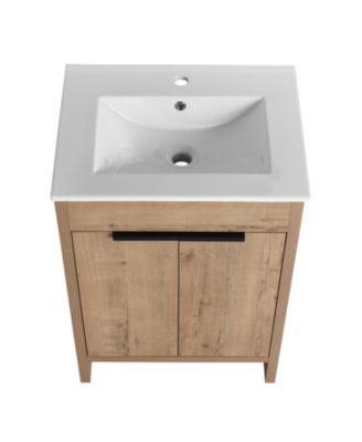 24'' White Bathroom Vanity with 2 Soft-Close Doors