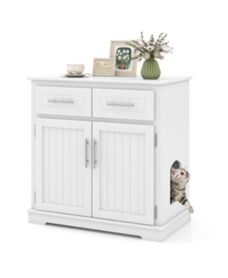 Cat Litter Box Enclosure with 2 Drawers and Double Doors
