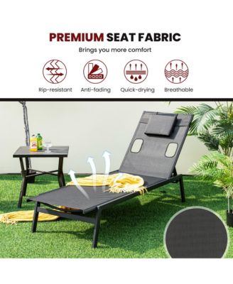 Patio Sunbathing Lounge Chair w/ Face Hole & Detachable Head Pillows Poolside