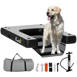 PawHut Inflatable Dog Boat Ramp, Floating Dog Pool Ramp Up to 286 lbs ...