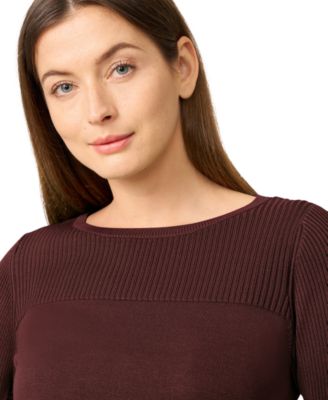 Women's Petite Boat Neck Long-Sleeve Sweater
