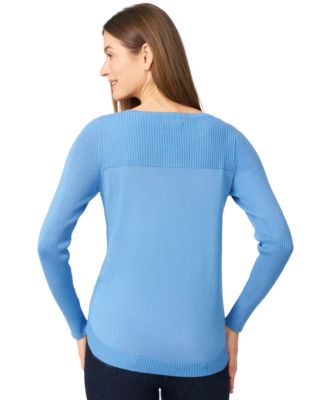 Women's Petite Boat Neck Long-Sleeve Sweater
