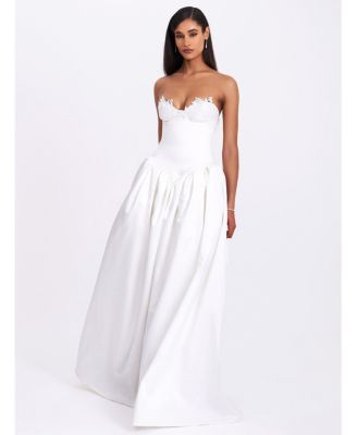 Women's Naila Lace Trim Strapless Drop Waist Wedding Gown