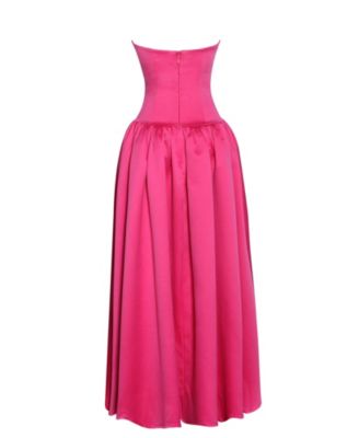 Women's Walterina Fuchsia Satin Strapless Drop Waist Corset Gown