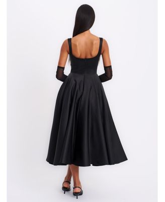 Women's Edda Black Maxi Gown with White Bow