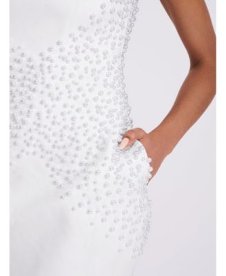 Women's Tais Pearl Beaded Cocoon Shape Sleeveless Mini Dress