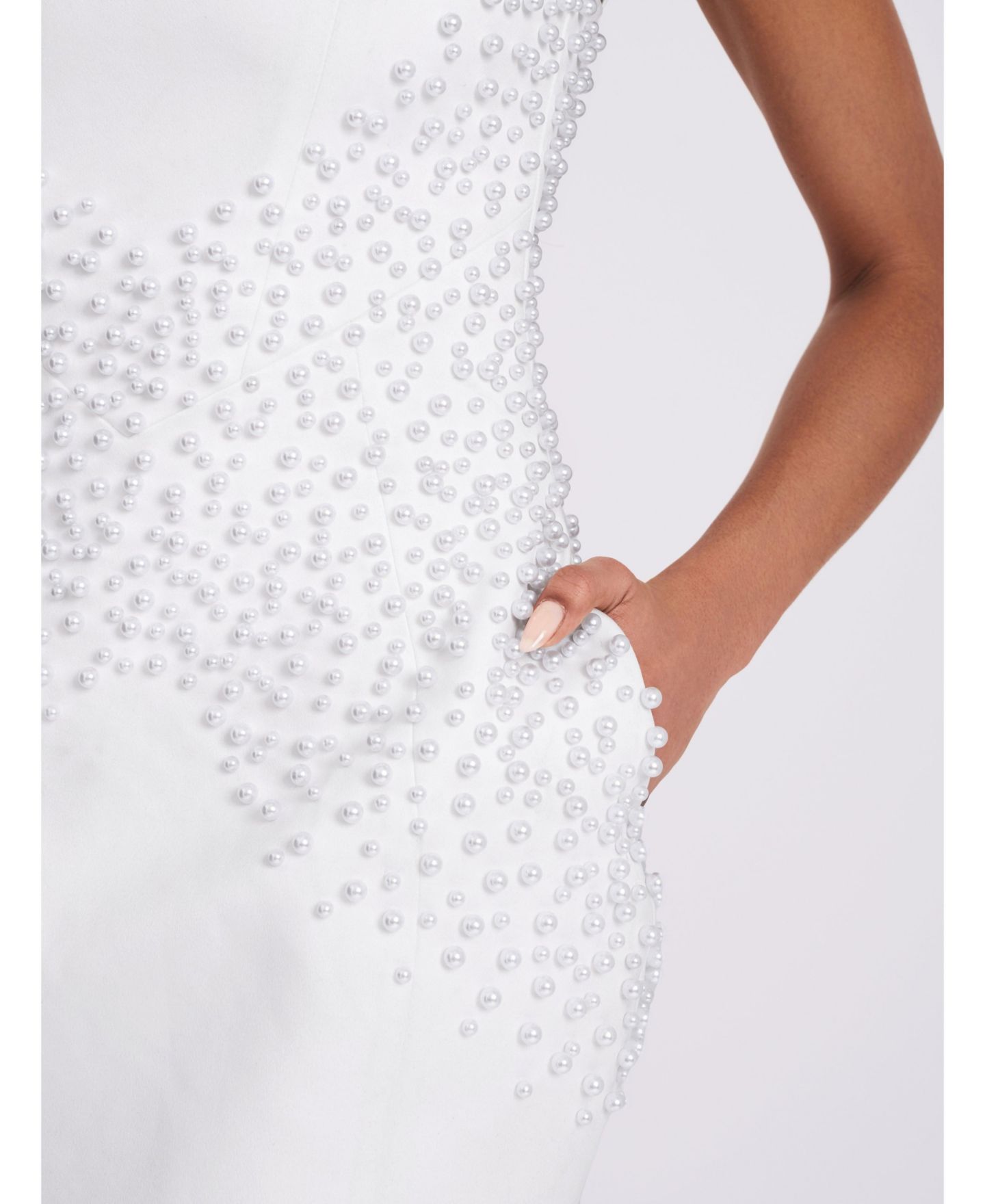 Женское платье Miss Circle Tais Pearl Beaded Cocoon Shape Sleeveless Mini, цвет: Белый — фото 8