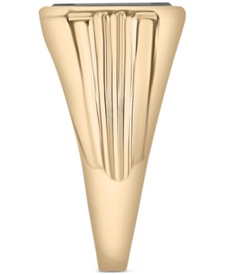 Men's 14k Gold Onyx Octagon Polished Ridged Ring