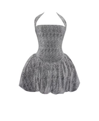 Women's Naomie Crystal Embellished Bubble Hem Halter Mini Dress