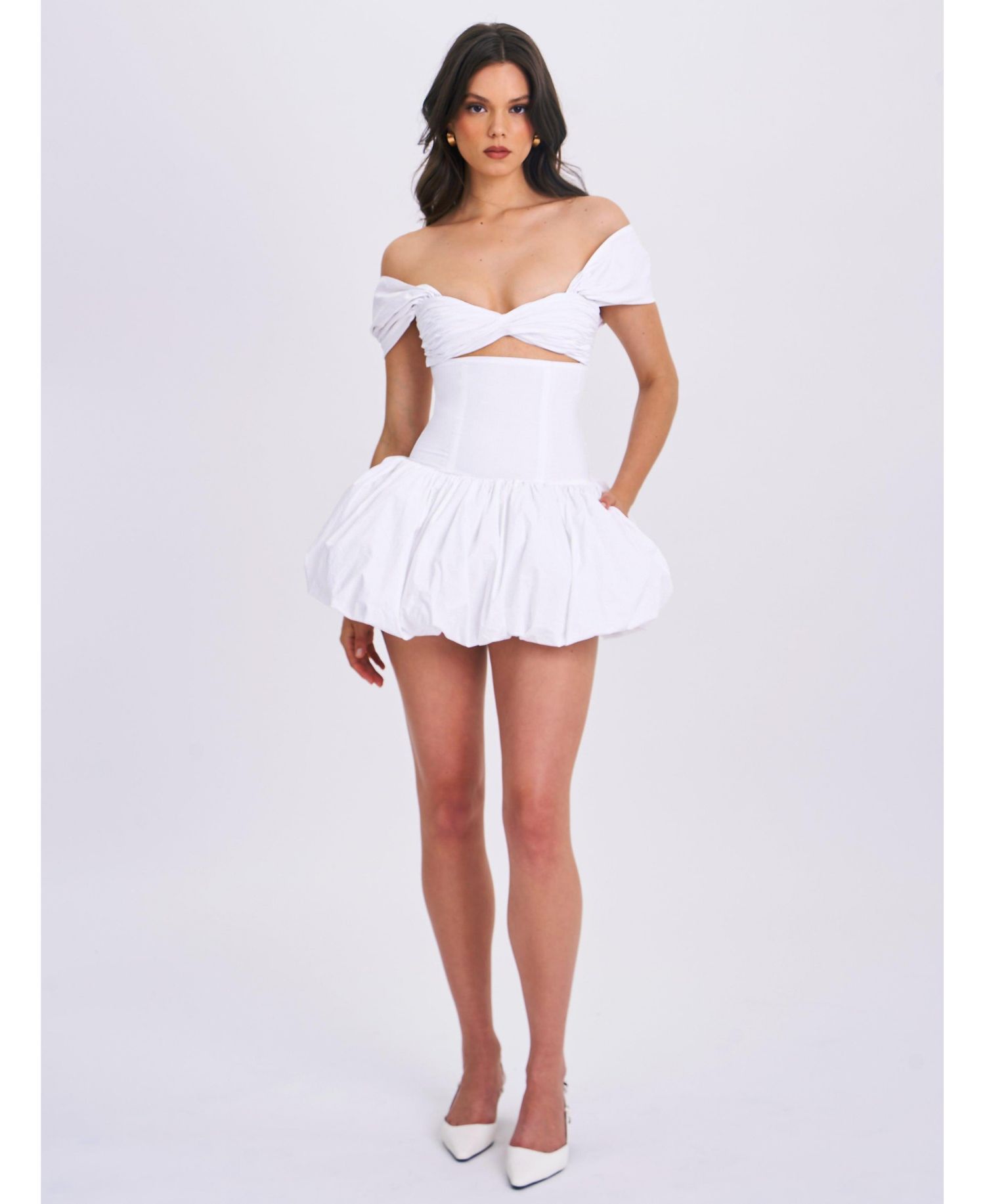 Women's Umika White Bubble Hem Mini Dress